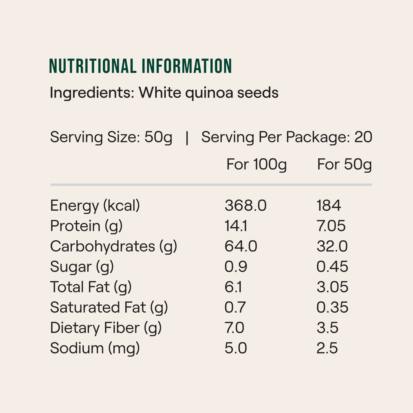DELI Bold-Grade White Quinoa (500g)